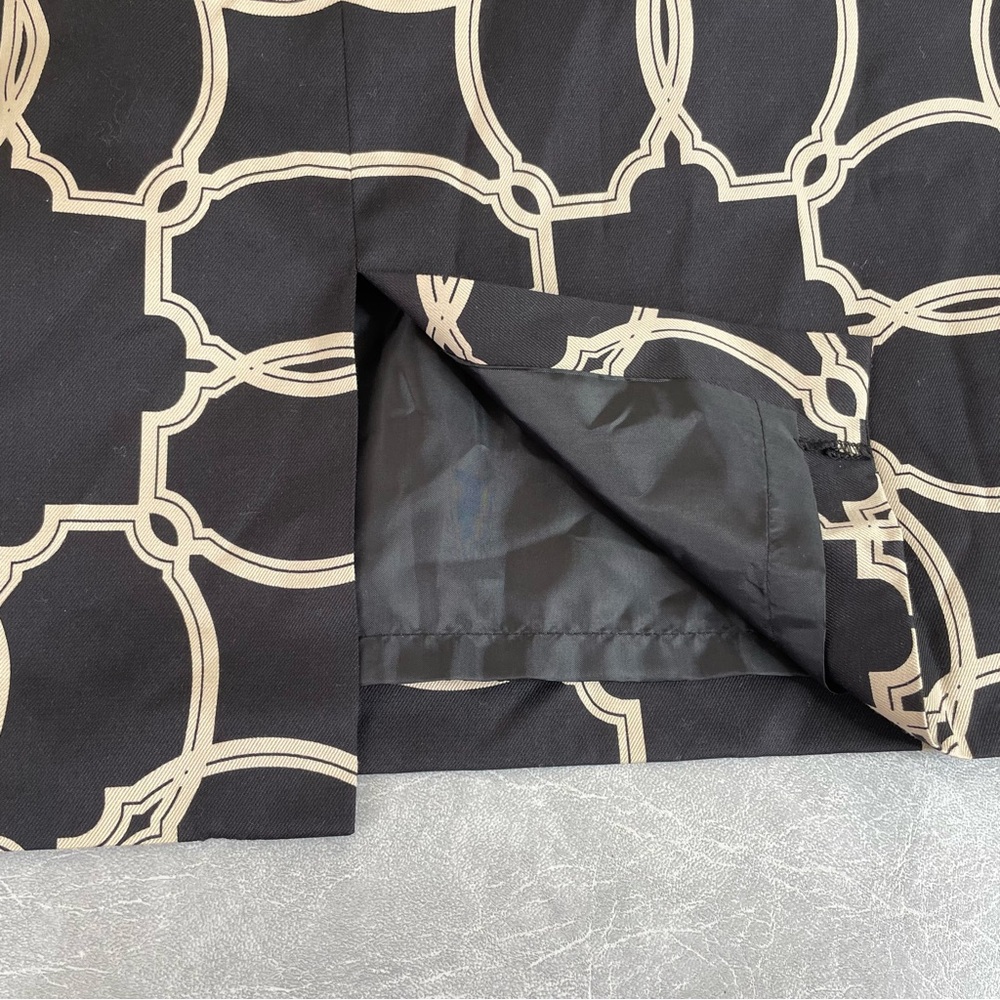 NEW Talbots Black & Cream Sleeveless Geometric Silk/Cotton Sheath Dress - Picture 7 of 9